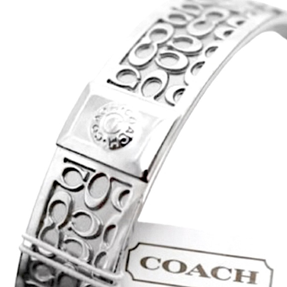 COACH Signature C Logo Silver Tone Bangle Bracelet NWT - Picture 8 of 10